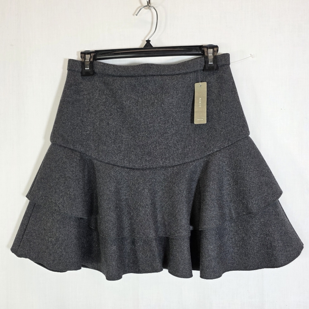 NEW J crew ⏰ Wool Blend Gray Ruffled Women's Skirt Sz 00